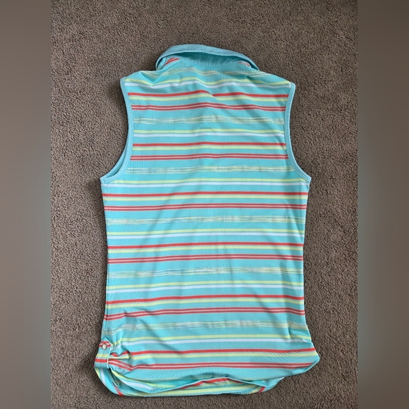 ⭐️Puma Womans Strioed Sleeveless Polo With Snap Buttons Size Small - Picture 2 of 7